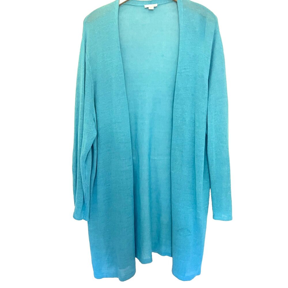 J. Jill Open Front Cardigan 3X Long Sleeve Linen Blend Open front